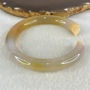 Natural Yellowish Pink Agate Heart Shape And Hands Bangle Internal Dimeter 58.6mm 39.03g 9.9 by 9.9mm - Huangs Jadeite and Jewelry Pte Ltd