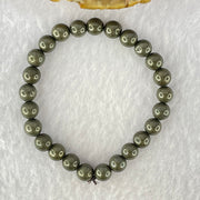 Natural Pyrite Beads Bracelet 天然黄铁矿手链 15.64g 13cm 6.4mm 25 Beads - Huangs Jadeite and Jewelry Pte Ltd