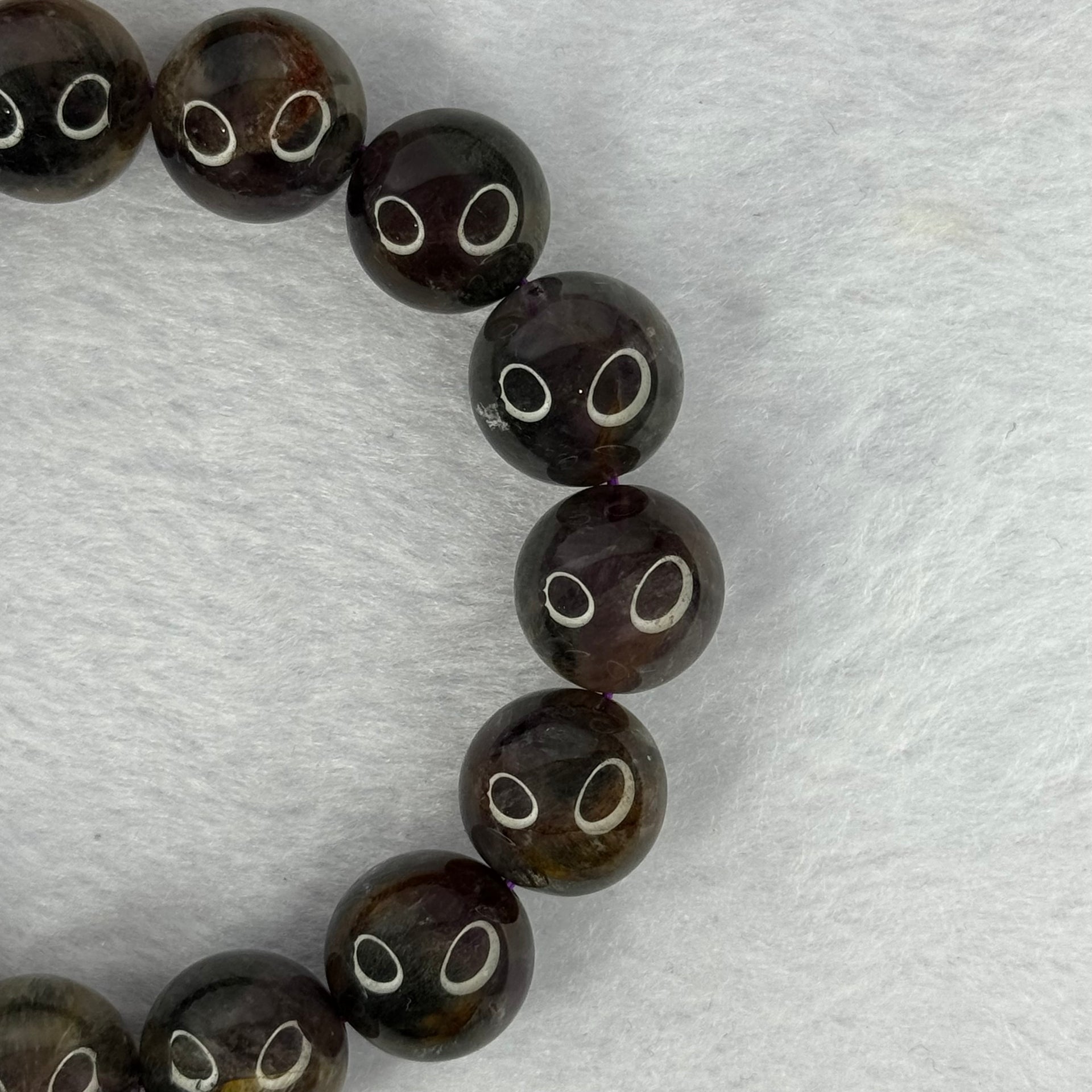 Natural Black Auralite 23 Bracelet 天然黑激光23手链 62.75g 19cm 14.8mm 15 Beads - Huangs Jadeite and Jewelry Pte Ltd