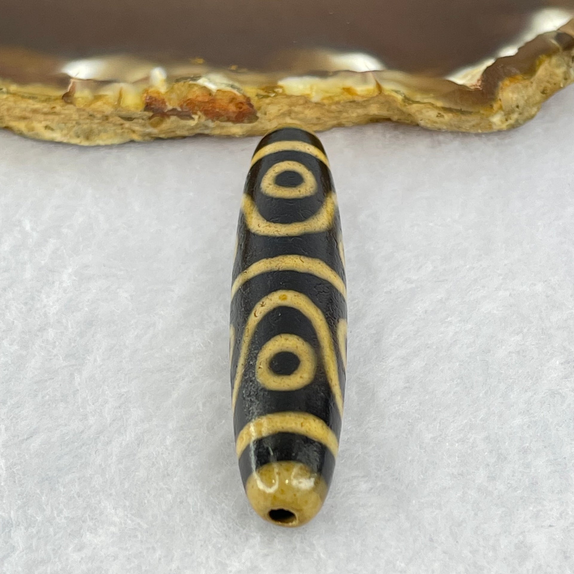 Natural Powerful Tibetan Old Oily Agate 8 Eyes Dzi Bead Heavenly Master (Tian Zhu) 八眼天诛 12.04g 57.2 by 11.9mm - Huangs Jadeite and Jewelry Pte Ltd