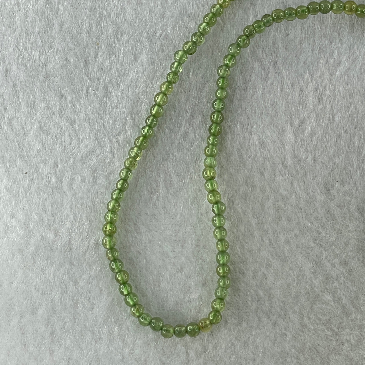 Natural Green Peridot Beads Necklace 8.59g 52cm 3.2mm 204 Beads - Huangs Jadeite and Jewelry Pte Ltd