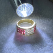 Natural Princess Square Cut Shape Rubies with Natural Diamonds in 18K Yellow Gold Ring R2.6cts D1.0 Total 5.83g US6.75 HK15 - Huangs Jadeite and Jewelry Pte Ltd