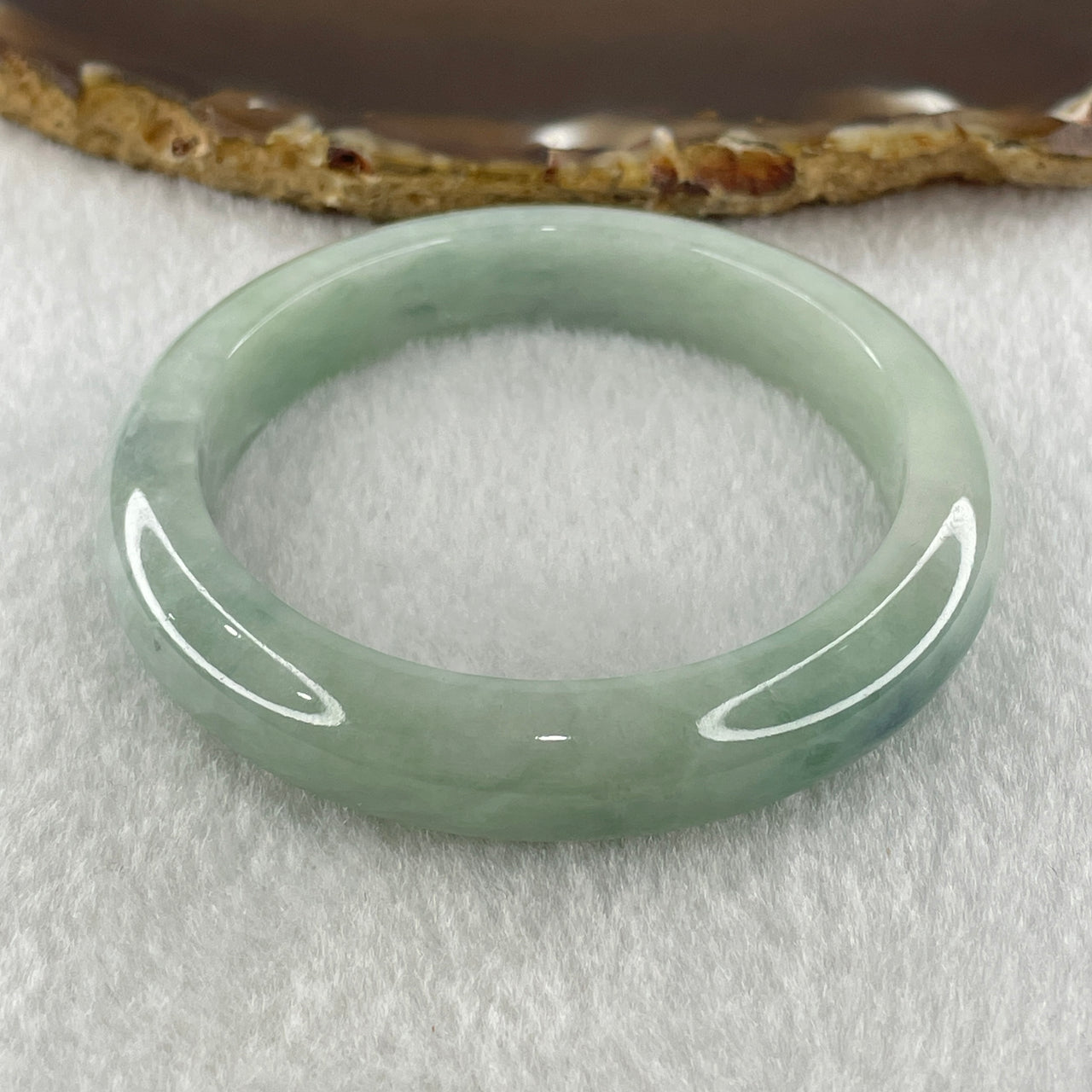 Natural Type A Light Green with Rare Blue Patch Jadeite Bangle 42.26g Inner Diameter 51.4mm 11.0 by 8.1mm (Very Very Slight Internal Lines) - Huangs Jadeite and Jewelry Pte Ltd