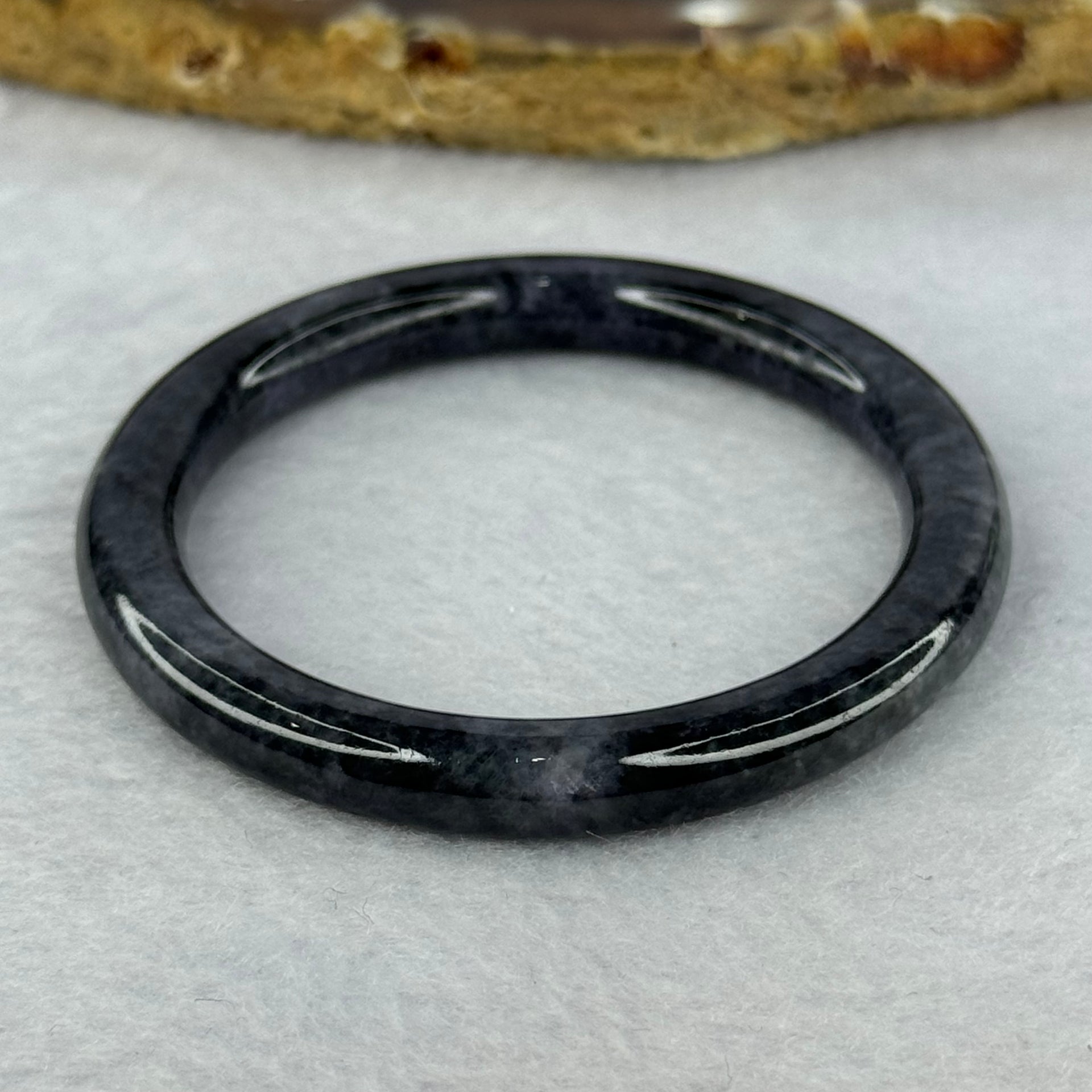 Type A Black Grey Wuji Jadeite Baby Bangle 14.39g Internal Diameter 40.3mm 5.9 by 6.2mm - Huangs Jadeite and Jewelry Pte Ltd