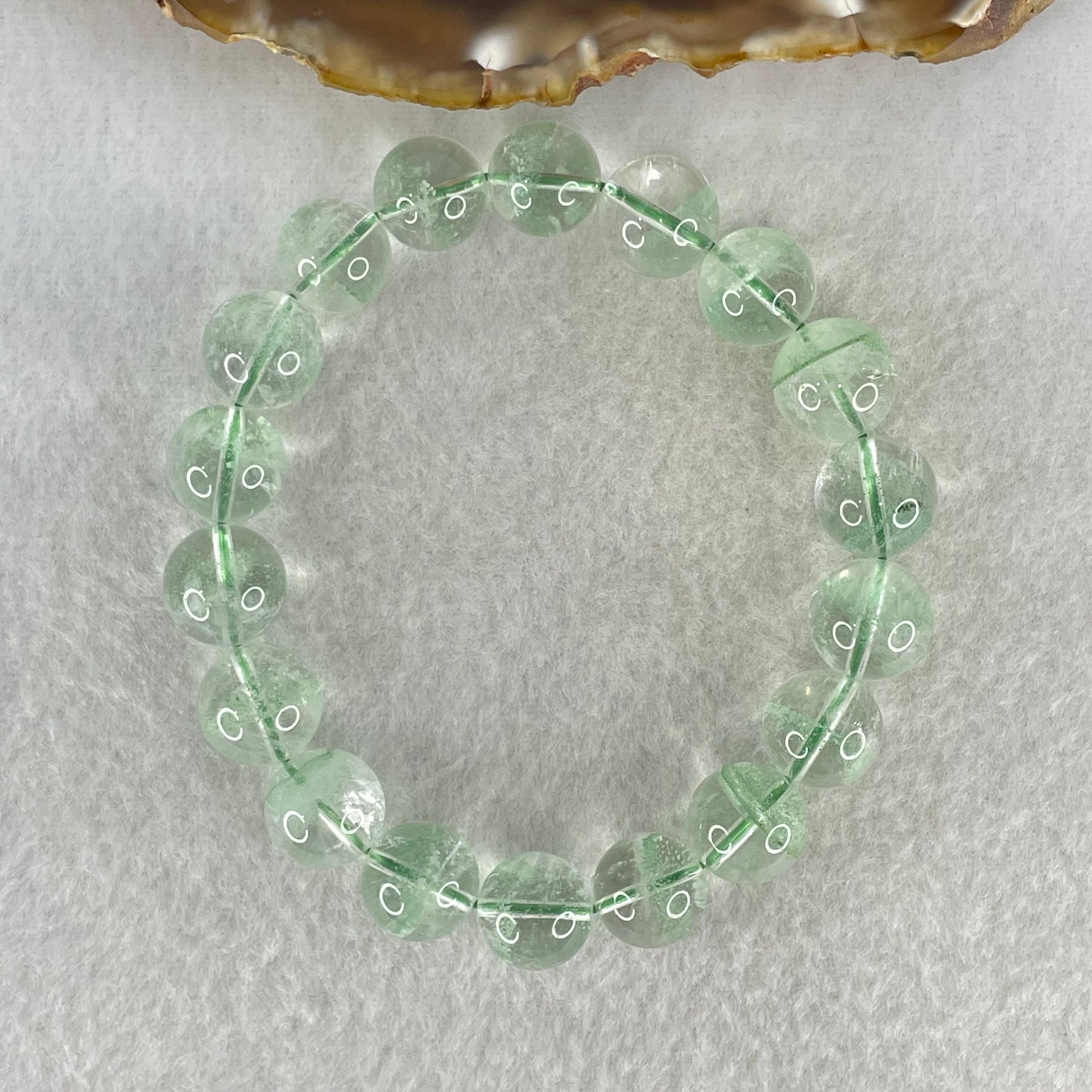 Special Grade Natural Green Phantom Quartz Bracelet 37.51g 17.5cm 11.8mm 18 Beads - Huangs Jadeite and Jewelry Pte Ltd