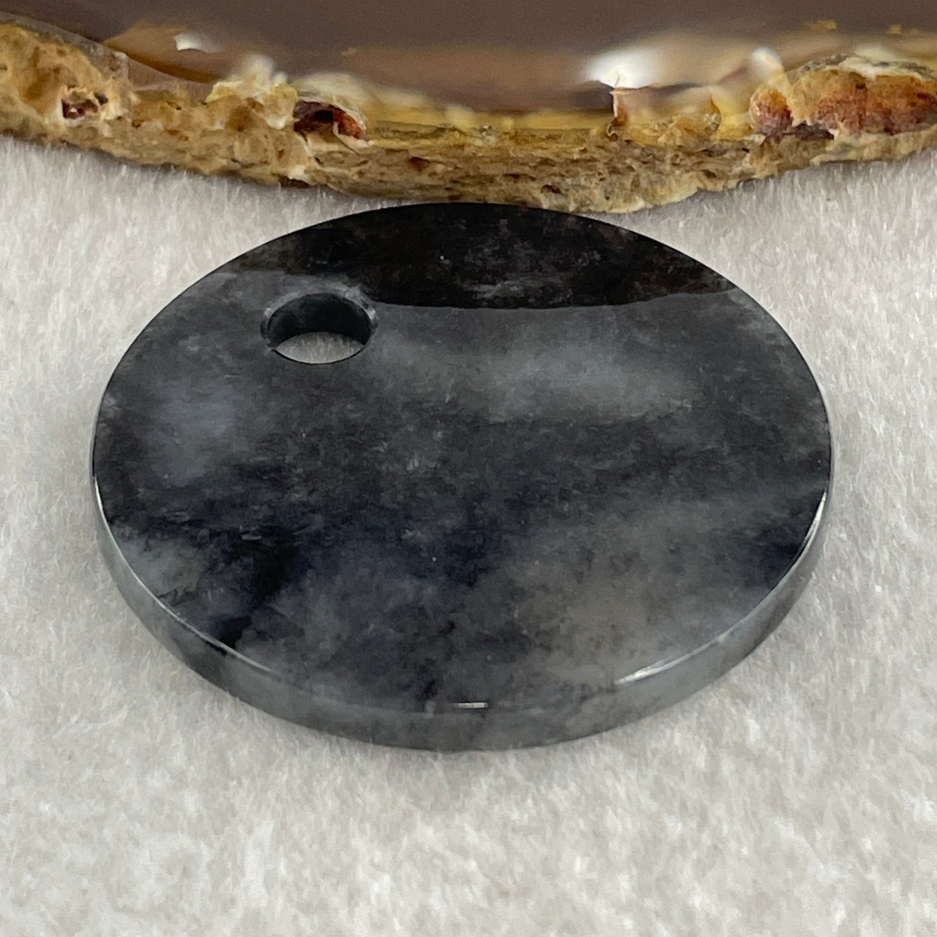 Type A Semi Icy Wuji Black Grey Wu Shi Pai Pendant Charm 15.92g 41.6 by 3.6mm - Huangs Jadeite and Jewelry Pte Ltd