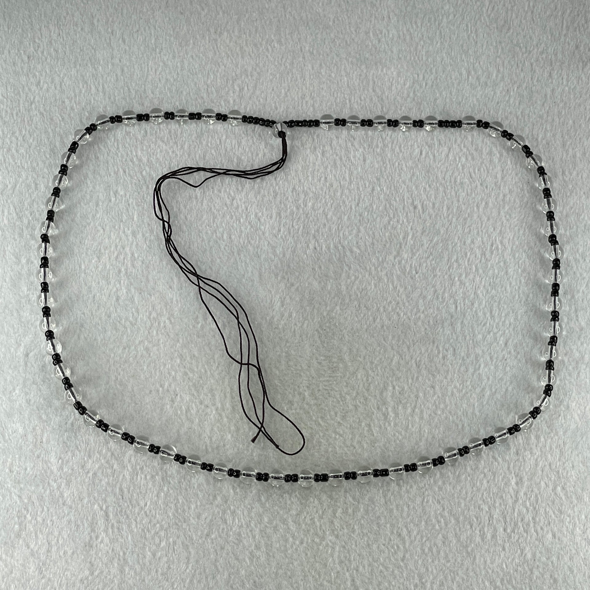 Clear Liuli with Black Onyx Beads Necklace 19.97g 56cm 6.4mm 55Beads - Huangs Jadeite and Jewelry Pte Ltd