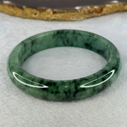 Type A Spicy Green with Dark Green Piao Hua Jadeite Bangle Internal Diameter 58.3mm 59.99g 12.6 by 8.7mm (Close to Perfect) - Huangs Jadeite and Jewelry Pte Ltd