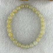 High Grade Natural Type A Semi Icy Light Yellow Jadeite  Beads Bracelet 15.20g 15.5cm 7.2mm 27 Beads - Huangs Jadeite and Jewelry Pte Ltd