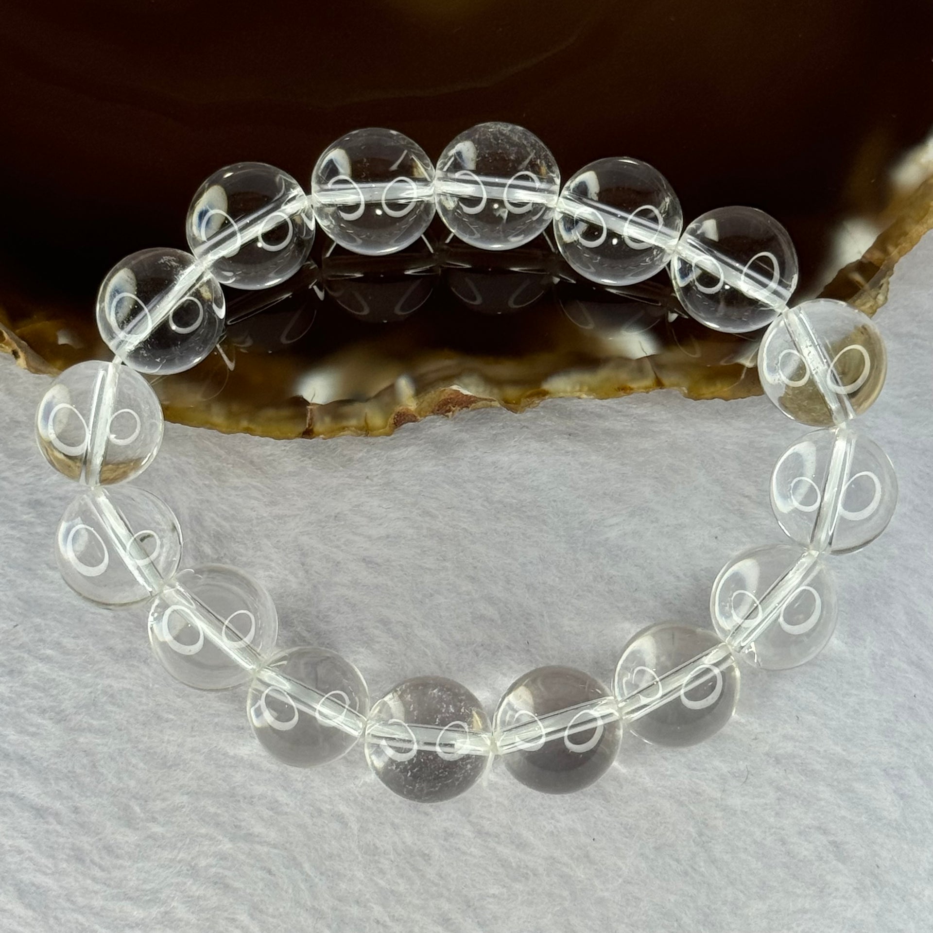Natural Clear Quartz Beads Bracelet 天然白水晶手链 45.74g 17.5cm 12.9mm 16 Beads - Huangs Jadeite and Jewelry Pte Ltd