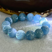 Natural Aquamarine Beads Bracelet 67.80g 18cm 15.3mm 14 Beads - Huangs Jadeite and Jewelry Pte Ltd