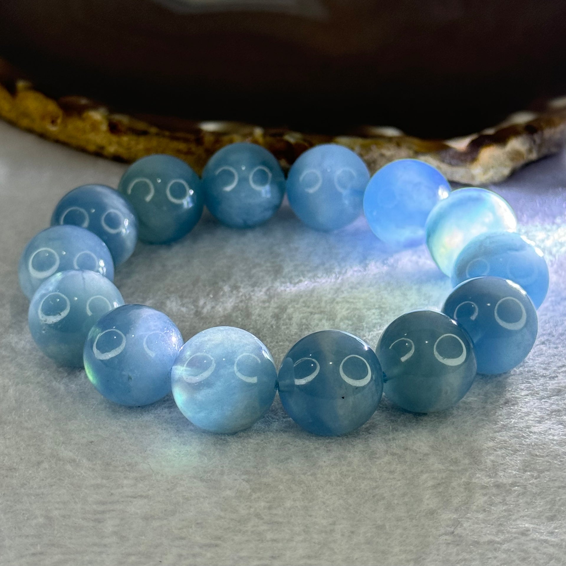 Natural Aquamarine Beads Bracelet 67.80g 18cm 15.3mm 14 Beads - Huangs Jadeite and Jewelry Pte Ltd