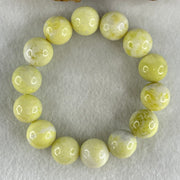 Natural Green Serpentine Jade Beads Bracelet 天然黄山玉手链 54.12g 15cm 14.1mm 14 Beads - Huangs Jadeite and Jewelry Pte Ltd