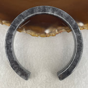 Natural Type A Wuji Grey Jadeite Opening Bangle | 56.1mm Inner (43.43g 11.0x7.1mm | Modern Open Cuff Silhouette| Flexible Luxury, Grounding & Spiritual Shield) - Huangs Jadeite and Jewelry Pte Ltd