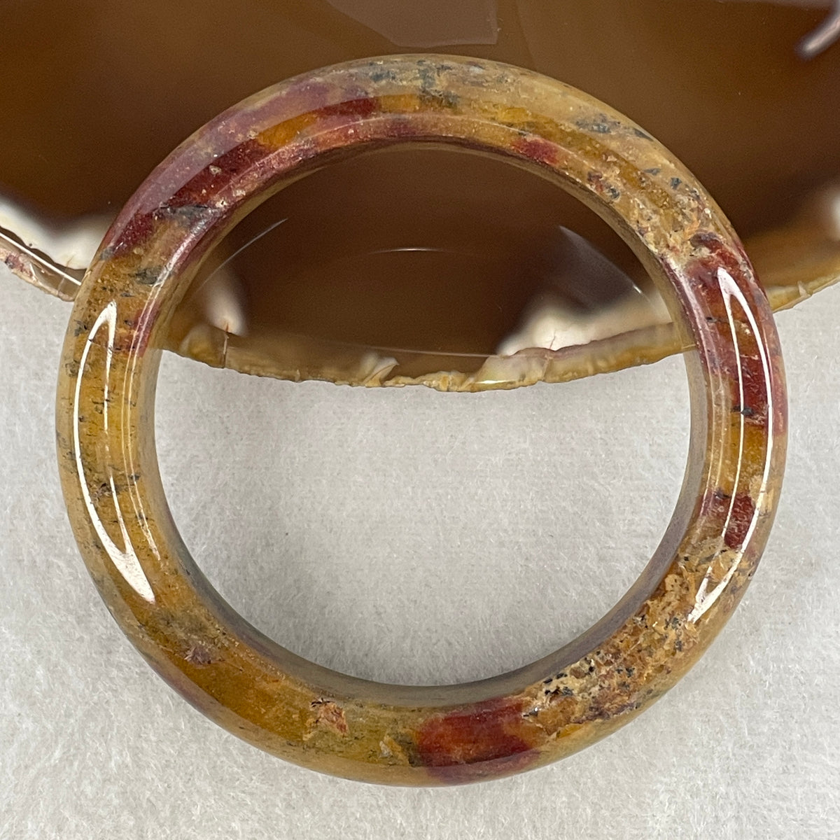 Natural Brown & Red Agate Chalcedony Bangle |(51.73g | 53.4mm | 14.6x8.6mm | Very Very Slight Internal Line | Grounding, Courage, Longevity & Prosperity Magnet)