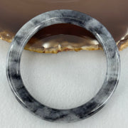 Type A Wuji Grey Black Piao Hua Jadeite Bangle Internal Diameter 55.4mm 39.68g 7.9 by 9.4mm (Slight Internal Lines) - Huangs Jadeite and Jewelry Pte Ltd