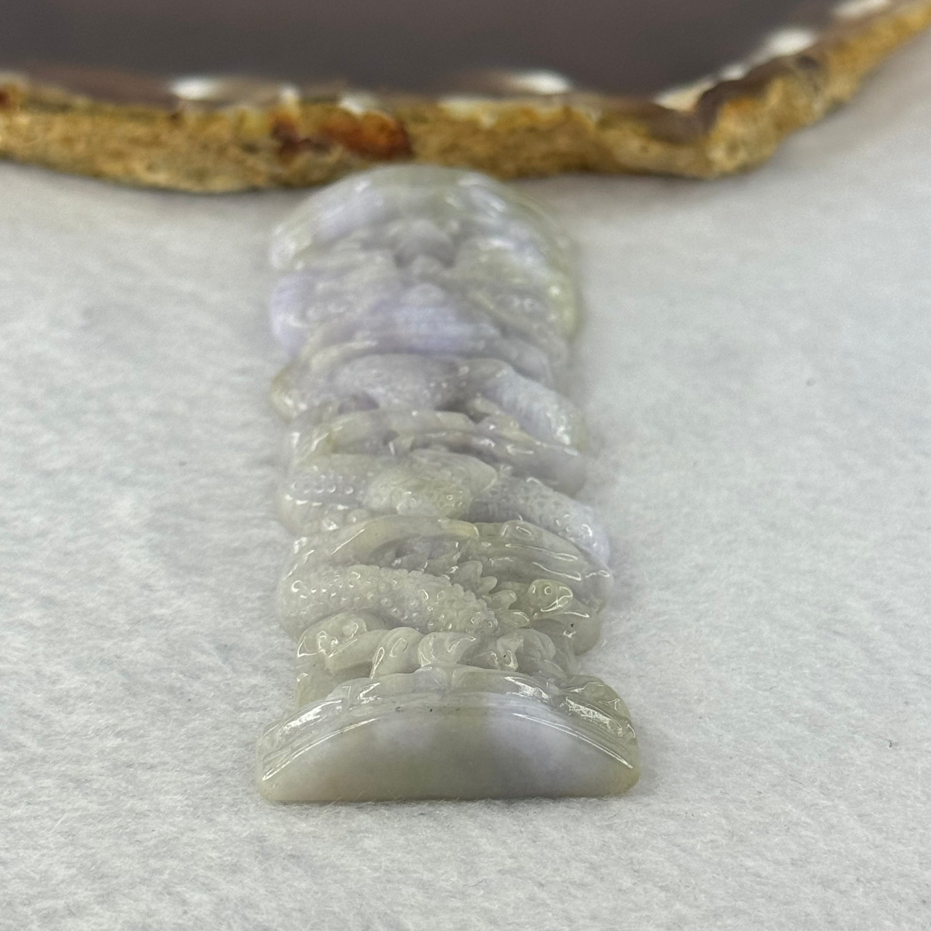 Type A Lavender GreenJadeite Dragon Tower 36.42g 82.1 by 27.5 by 8.5mm - Huangs Jadeite and Jewelry Pte Ltd