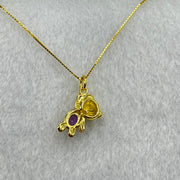 Natural Amethyst in Italy S925 Sliver Gold Color Necklace 2.21g 4.9 by 2.0mm - Huangs Jadeite and Jewelry Pte Ltd