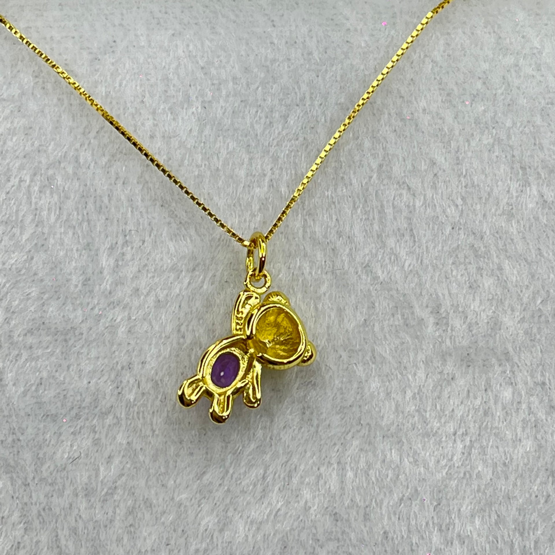 Natural Amethyst in Italy S925 Sliver Gold Color Necklace 2.21g 4.9 by 2.0mm - Huangs Jadeite and Jewelry Pte Ltd