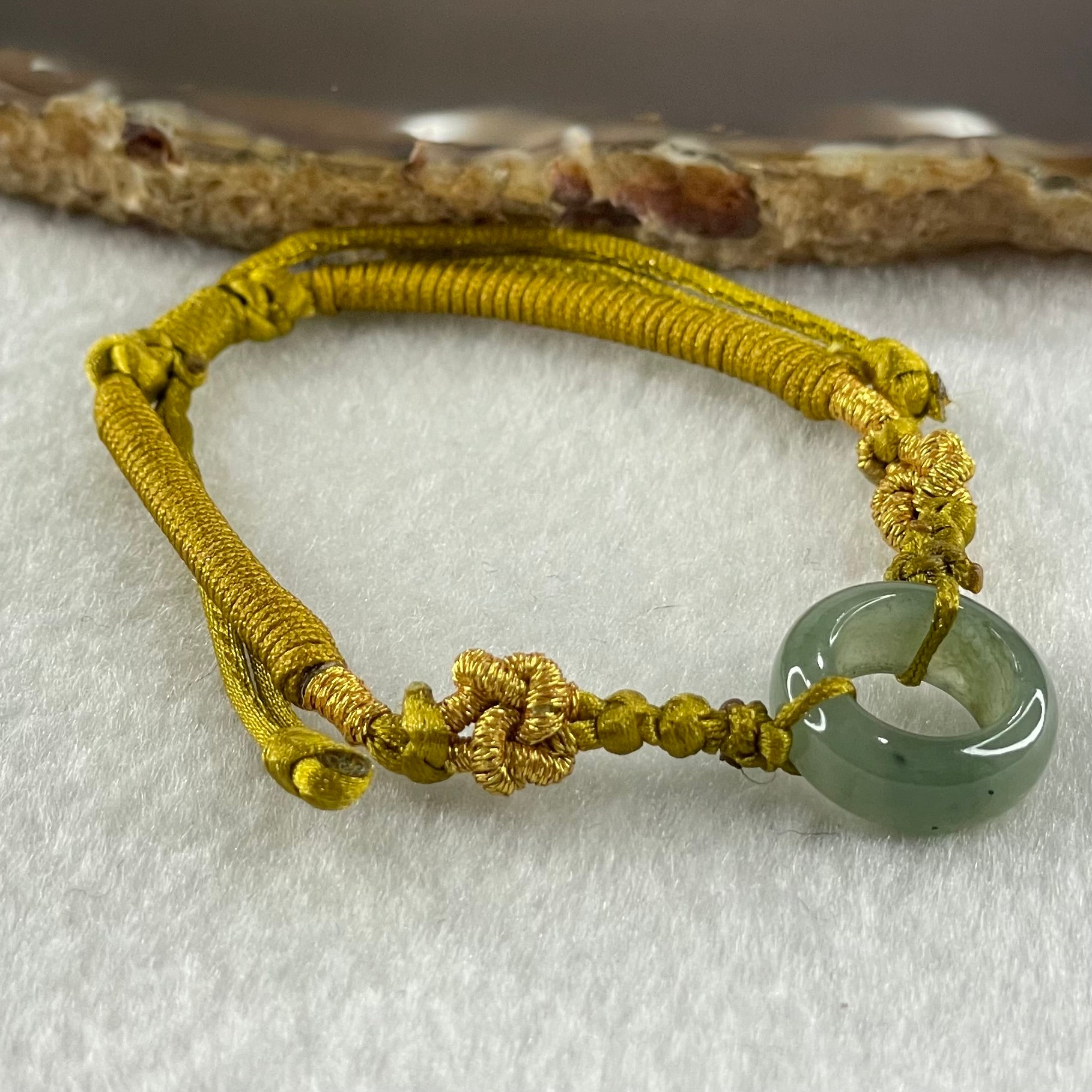 Type A Blueish Green Jadeite Ping An Kou String Bracelet 2.96g 15.1 by 6.3mm - Huangs Jadeite and Jewelry Pte Ltd