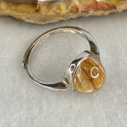Good Grade Natural Golden Rutilated Quartz Cabochon in S925 Silver Ring 2.93g 10.9 by 8.9 by 5.5mm - Huangs Jadeite and Jewelry Pte Ltd