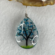 Man Made Bule with Brown Glass Tree Charm 5.11g 24.8 by 18.0 by 9.8mm - Huangs Jadeite and Jewelry Pte Ltd