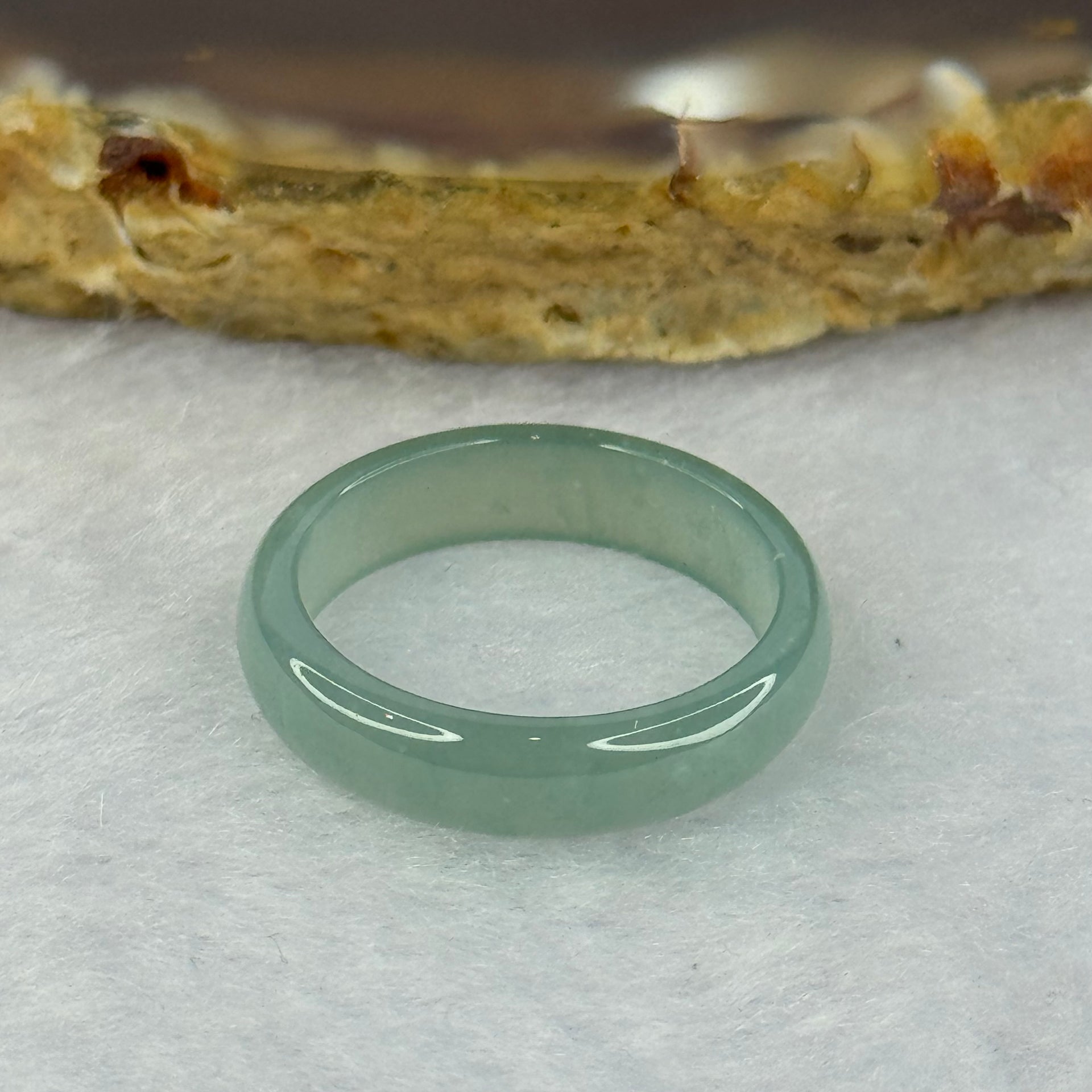Type A ICY Blueish Green Jadeite Ring 1.24g 4.2 by 2.1mm US4.5 HK9.5mm - Huangs Jadeite and Jewelry Pte Ltd