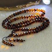 Natural Cognac Flower Amber Beads Necklace 14.28g 54cm 6.3mm 108 Beads - Huangs Jadeite and Jewelry Pte Ltd