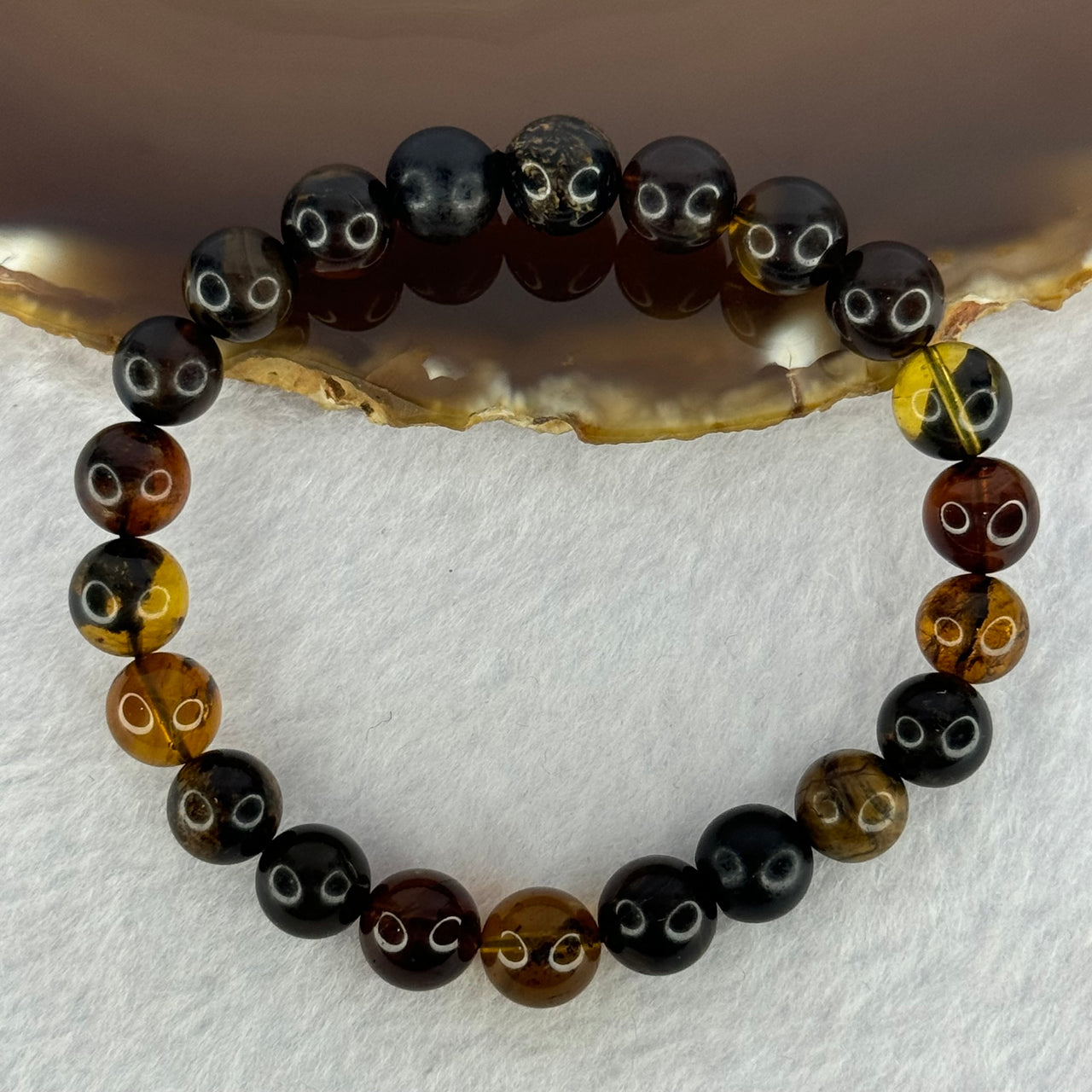 Natural Mixed Amber Beads Bracelet 7.82g 15.5cm 8.7mm 22 Beads - Huangs Jadeite and Jewelry Pte Ltd