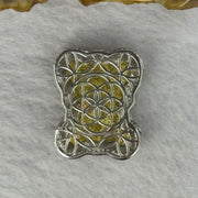 Natural Meteorite Bear Charm in S925 Silver with Crystals For Necklace / Bracelet (Gold Color) 7.33g 26.0 by 21.3 by 8.5mm - Huangs Jadeite and Jewelry Pte Ltd