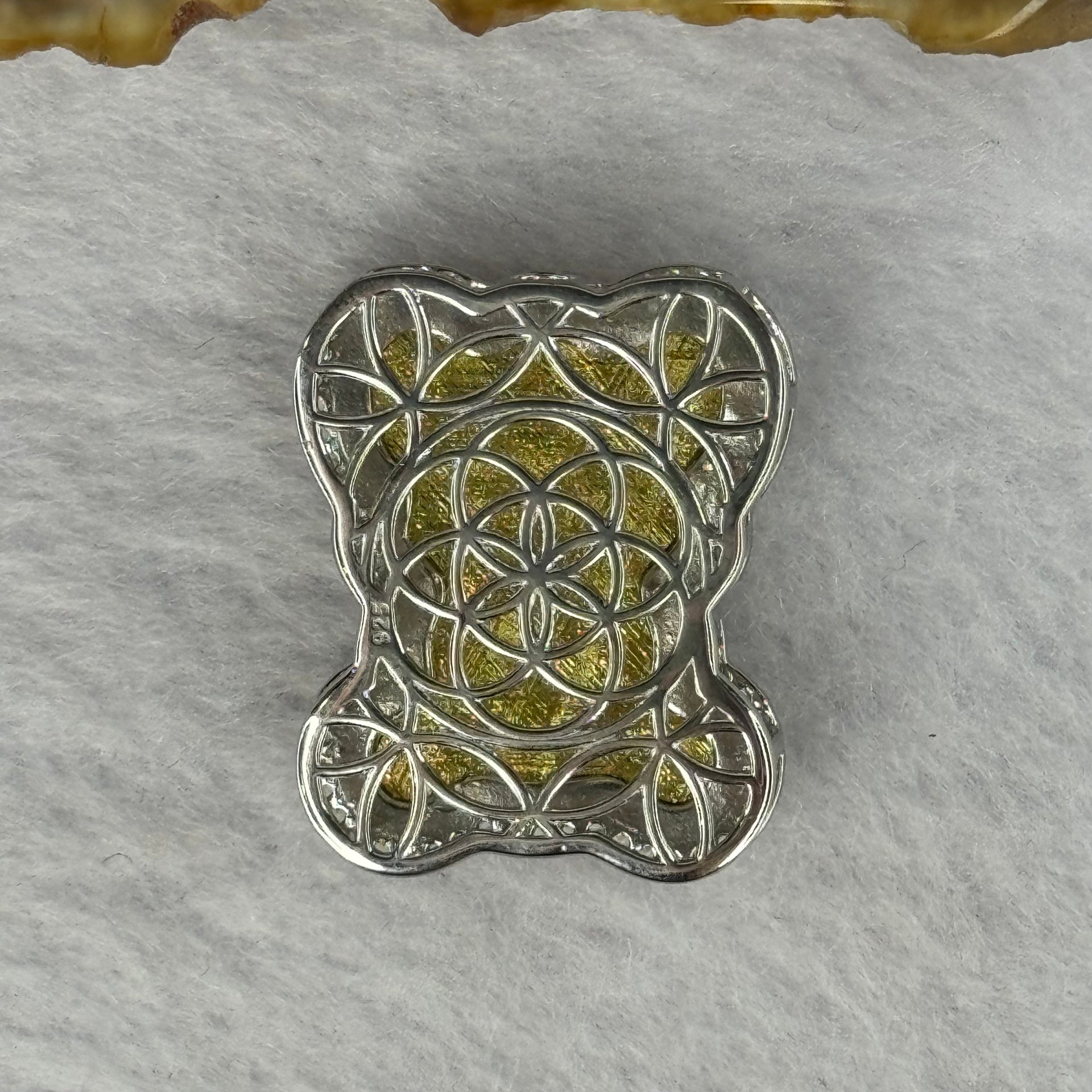 Natural Meteorite Bear Charm in S925 Silver with Crystals For Necklace / Bracelet (Gold Color) 7.33g 26.0 by 21.3 by 8.5mm - Huangs Jadeite and Jewelry Pte Ltd
