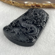 Type A Opaque to Partial Translucent Black Omphacite Jadeite Dragon Pendant 32.91g 66.0 by 42.2 by 9.5mm - Huangs Jadeite and Jewelry Pte Ltd