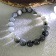 Good Grade Natural Grey Rabbit Hair Rutilated Quartz Beads Bracelet 30.94g 17cm 10.8mm 19 Beads - Huangs Jadeite and Jewelry Pte Ltd