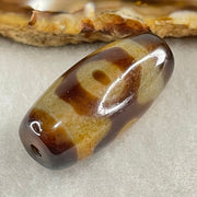 Natural Powerful Tibetan Old Oily Agate 3 Eyes Dzi Bead Heavenly Master (Tian Zhu) 三眼天诛 9.46g 30.0 by 14.3mm - Huangs Jadeite and Jewelry Pte Ltd