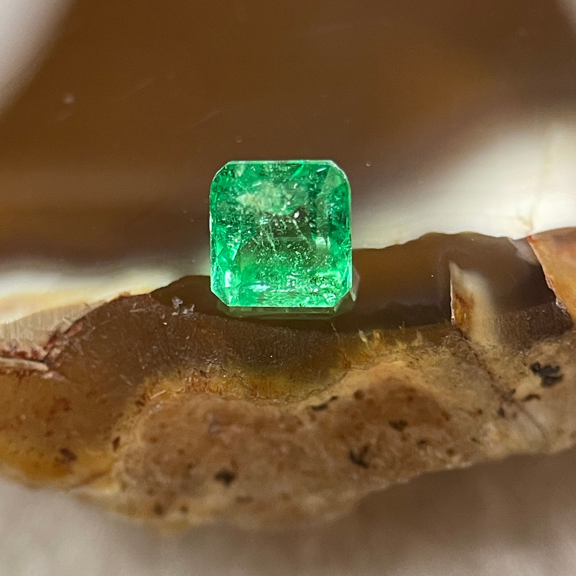 Natural Colombia Vivid Green Emerald (Beryl) Cut-Cornered Square Step cut 0.40ct 4.3 by 4.1 by 3.2mm - Huangs Jadeite and Jewelry Pte Ltd