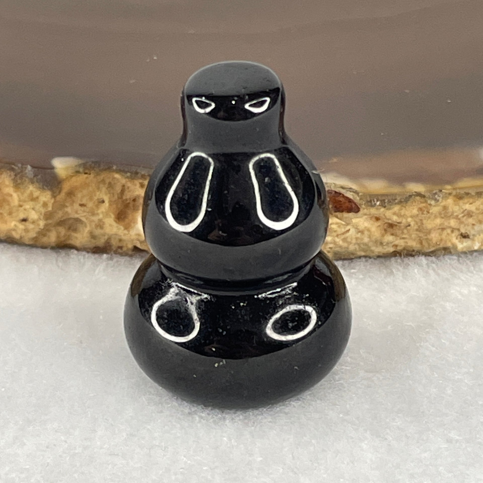 Natural Black Obsidian Mini Hulu Display 12.92g 29.2 by 20.6mm - Huangs Jadeite and Jewelry Pte Ltd