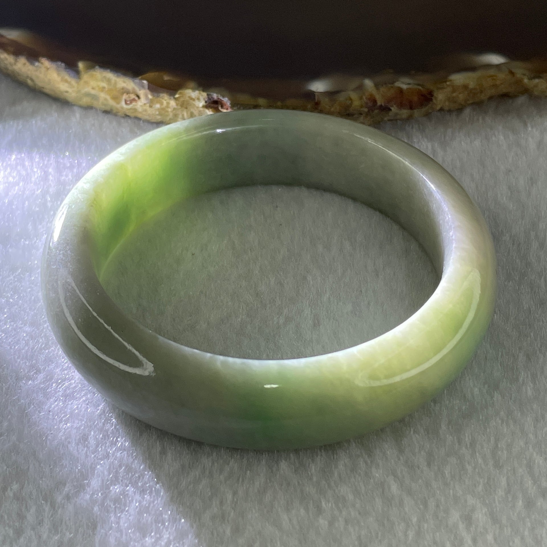 Natural Type A Light Green Jadeite Bangle 60.68g Inner Diameter 52.8mm 14.1 by 9.3mm (Very Very Slight Internal Lines) - Huangs Jadeite and Jewelry Pte Ltd