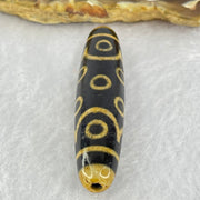 Natural Powerful Tibetan Old Oily Dark and Light Brown Agate 15 Eyes Dzi Bead Heavenly Master (Tian Zhu) 十五眼天诛 14.35g 58.1 by 13.1mm - Huangs Jadeite and Jewelry Pte Ltd