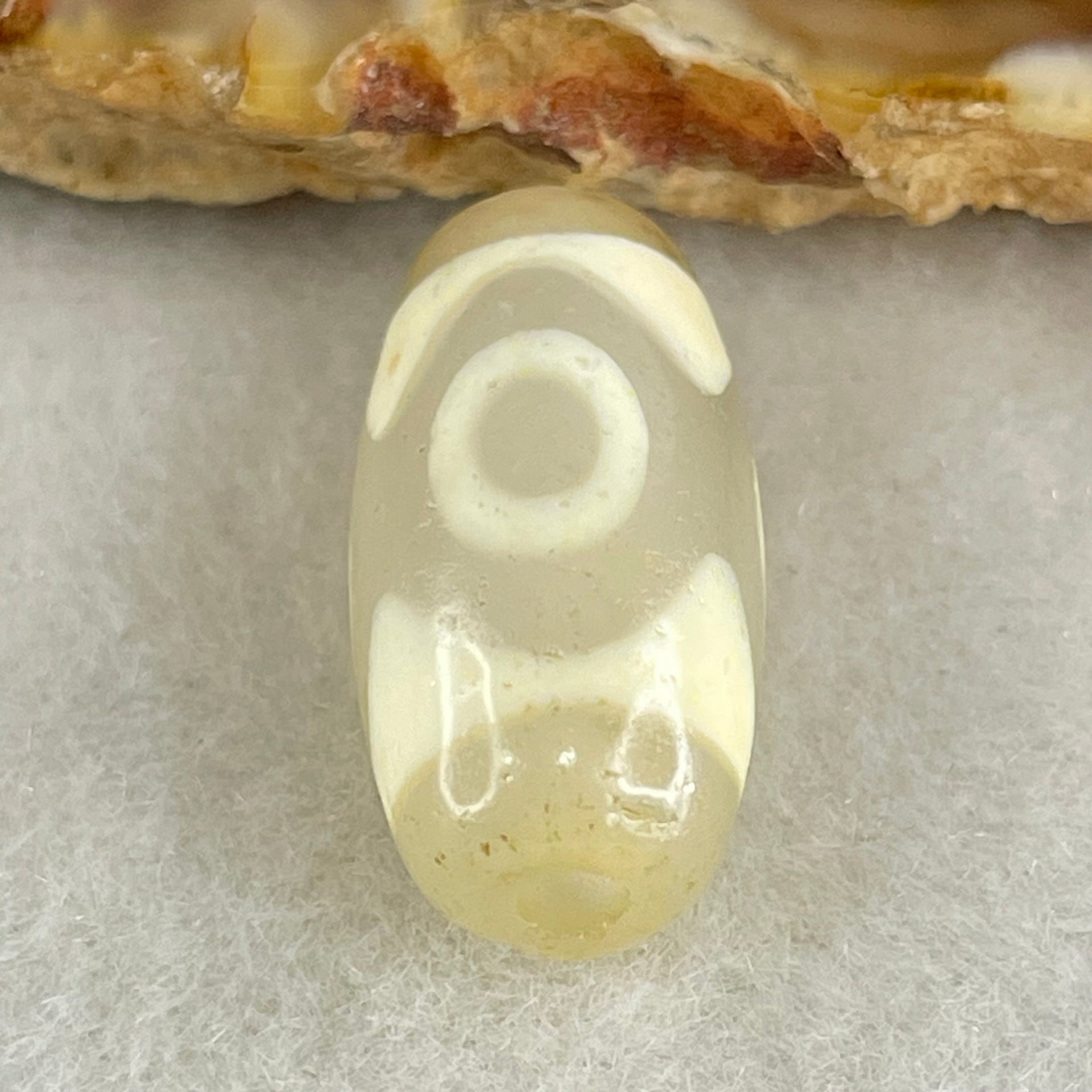 Natural Powerful Tibetan Old Oily Agate 3 Eyes Dzi Bead Heavenly Master (Tian Zhu) 三眼天诛 3.03g 20.0 by 10.3mm - Huangs Jadeite and Jewelry Pte Ltd