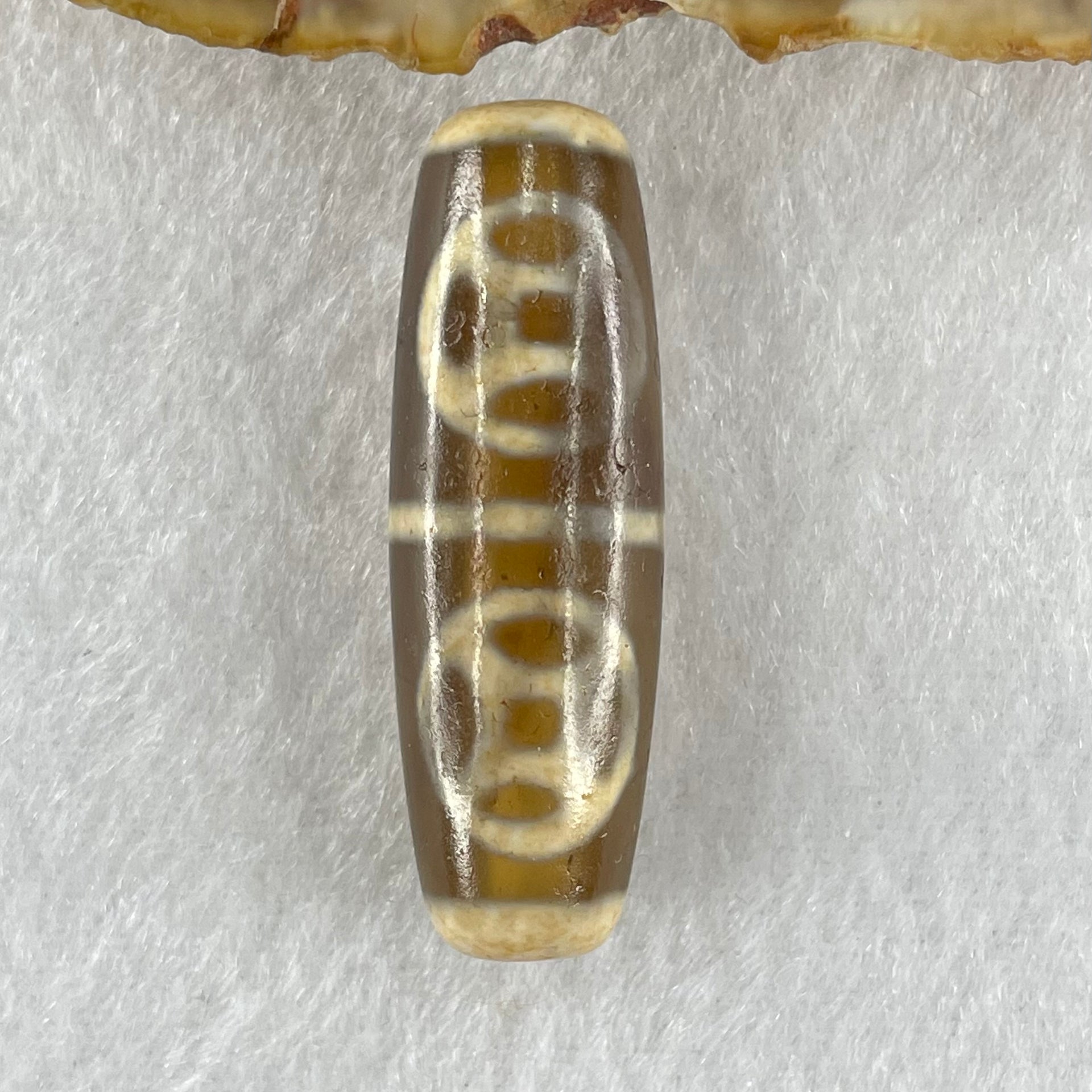 Natural Powerful Tibetan Old Oily Agate Four Coins Dzi Bead Heavenly Master (Tian Zhu) 9.37g 38.4 by 12.6mm - Huangs Jadeite and Jewelry Pte Ltd