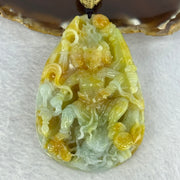 Rare Grand Master Type A 4 Colours Yellow Lavender Green Red Jadeite Neza on Dragon A货大师四彩翡翠哪咋三太子牌 70.66g 71.8 by 48.6 by 11.8mm with Wooden Stand - Huangs Jadeite and Jewelry Pte Ltd