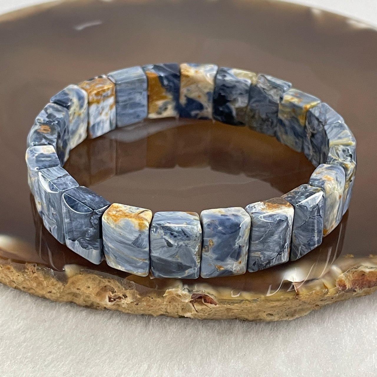 Good Grade Natural Pietersite Shou Pai Bracelet 29.12g 17cm 13.2mm 22 Pcs - Huangs Jadeite and Jewelry Pte Ltd