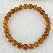 Natural Cognac Amber Beads Bracelet 4.17g 15cm 6.6mm 27 Beads - Huangs Jadeite and Jewelry Pte Ltd