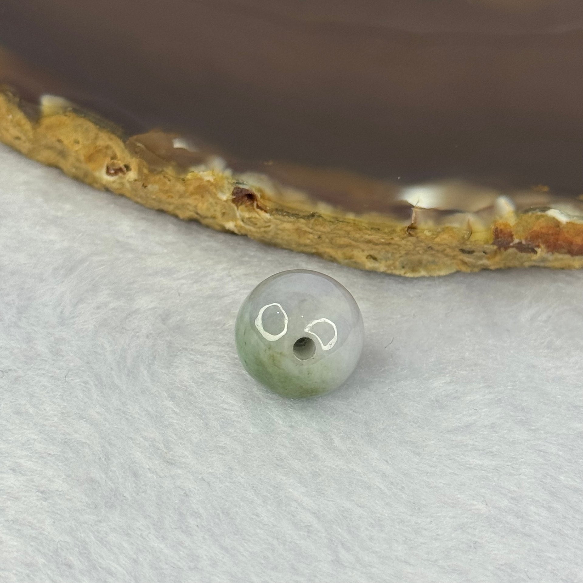Type A Lavender with Green Patches Jadeite Bead for Bracelet/Necklace/Earrings/Ring 3.80g 13.0mm - Huangs Jadeite and Jewelry Pte Ltd