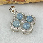 Above Average Grade Rare Natural Blue Dumortierite Rutilated Quartz in S925 Four Leaf Clover Pendant 2.19g 4.0mm 4pcs - Huangs Jadeite and Jewelry Pte Ltd