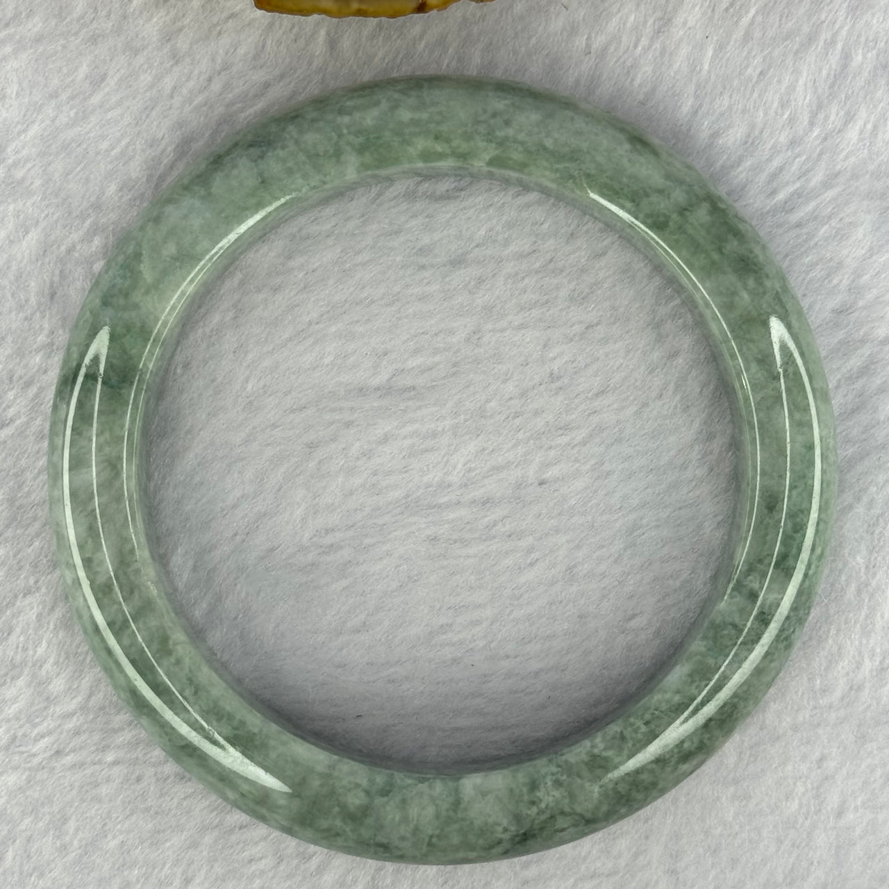 Type A Blueish Green with White Spots Jadeite Bangle 72.39g 13.4 by 9.6mm Inner Diameter 59.8mm (Very Slight External Rough) - Huangs Jadeite and Jewelry Pte Ltd