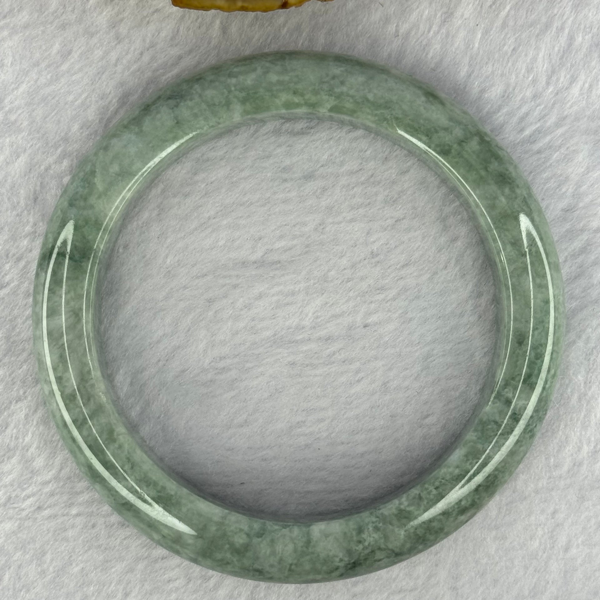Type A Blueish Green with White Spots Jadeite Bangle 72.39g 13.4 by 9.6mm Inner Diameter 59.8mm (Very Slight External Rough) - Huangs Jadeite and Jewelry Pte Ltd