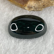 Type A Translucent Black Omphacite Jadeite Round Cabouchon Stone For Setting 1.98g 16.4 by 10.9 by 5.3mm - Huangs Jadeite and Jewelry Pte Ltd
