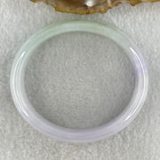 Type A Natural Jelly Lavender Light Green Jadeite Oval Bangle 31.54g Inner Diameter 53.6mm 12.0 by 5.9mm (Internal Lines) - Huangs Jadeite and Jewelry Pte Ltd