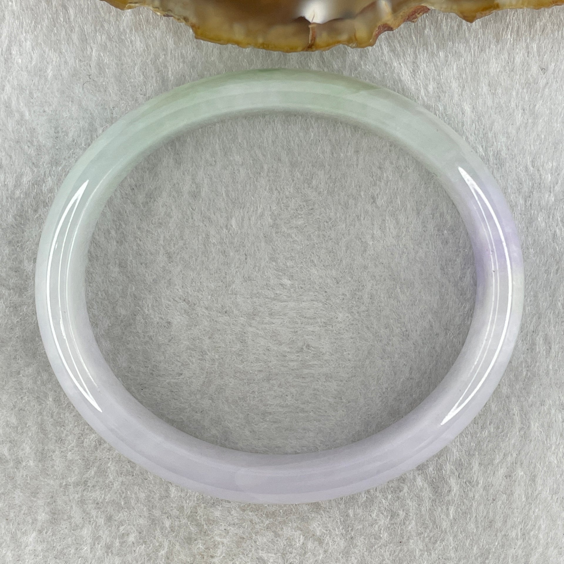 Type A Natural Jelly Lavender Light Green Jadeite Oval Bangle 31.54g Inner Diameter 53.6mm 12.0 by 5.9mm (Internal Lines) - Huangs Jadeite and Jewelry Pte Ltd